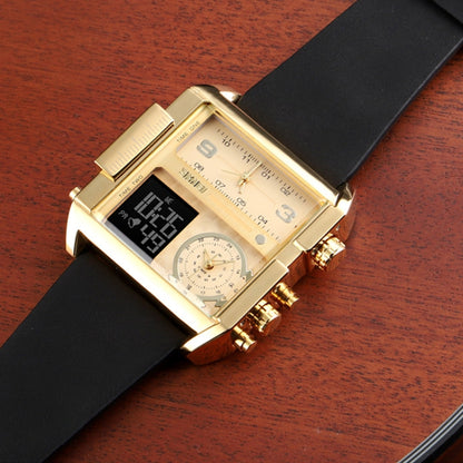 SKMEI 1391 Multifunctional Men Business Digital Watch 30m Waterproof Square Dial Wrist Watch with Leather Watchband(Black+Coffee) - free shipping - PMC Jewellery - Order now!