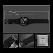 SKMEI 1391 Multifunctional Men Business Digital Watch 30m Water-resistant Square Dial Wrist Watch with Leather Watchband(Black Brown)
