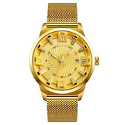 SKMEI 9166 Fashion Men Business Watch 30m Water-resistant Metal Quartz Wristwatch(Gold)