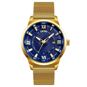SKMEI 9166 Fashion Men Business Watch 30m Water-resistant Metal Quartz Wristwatch(Blue)