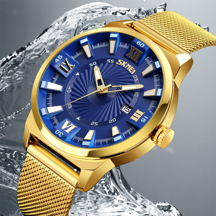 SKMEI 9166 Fashion Men Business Watch 30m Waterproof Metal Quartz Wristwatch(Blue) - free shipping - PMC TechLife - Order now!