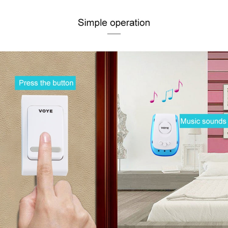 VOYE V009B Home Music Remote Control Wireless Doorbell with 38 Polyphony Sounds, US Plug (White) - Wireless Doorbell by VOYE | Online Shopping South Africa | PMC Jewellery | Buy Now Pay Later Mobicred