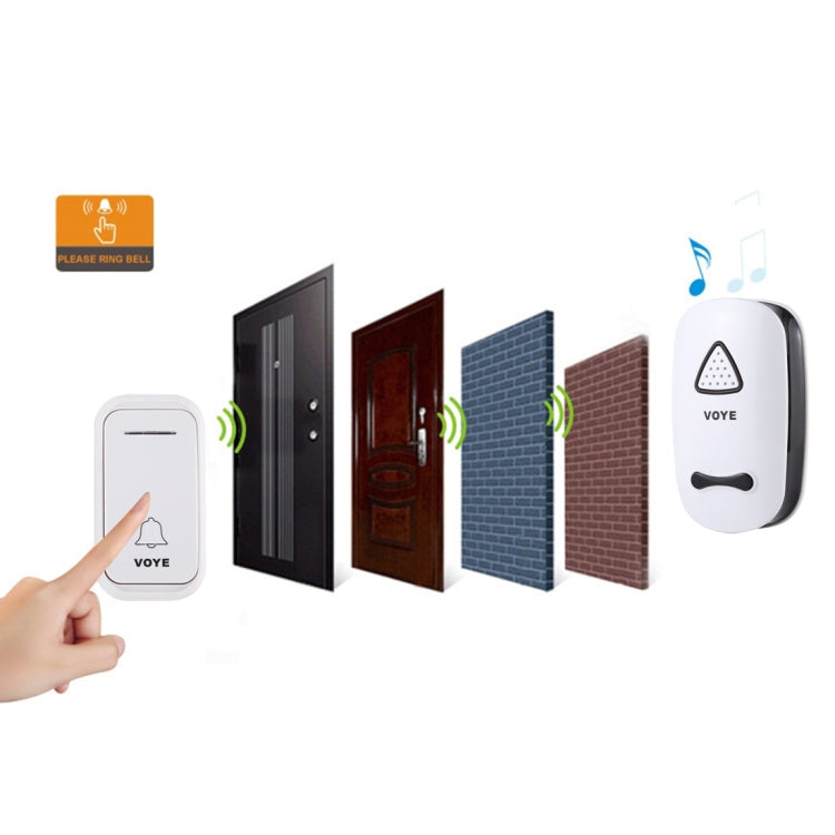 VOYE V025F Home Music Remote Control Wireless Doorbell with 38 Polyphony Sounds, US Plug(White) - Wireless Doorbell by VOYE | Online Shopping South Africa | PMC Jewellery | Buy Now Pay Later Mobicred