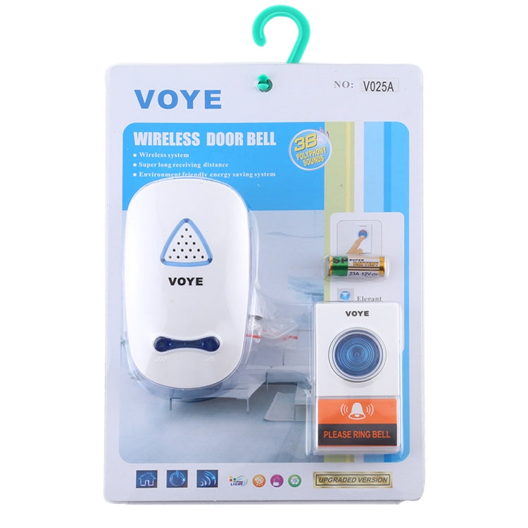 VOYE V025A Home Music Remote Control Wireless Doorbell with 38 Polyphony Sounds, US Plug (White) - Wireless Doorbell by VOYE | Online Shopping South Africa | PMC Jewellery | Buy Now Pay Later Mobicred