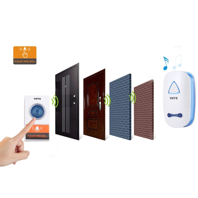 VOYE V025A Home Music Remote Control Wireless Doorbell with 38 Polyphony Sounds, US Plug (White) - Wireless Doorbell by VOYE | Online Shopping South Africa | PMC Jewellery | Buy Now Pay Later Mobicred