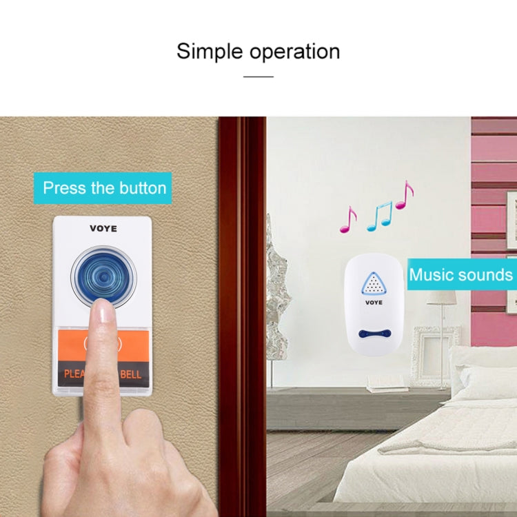 VOYE V025A Home Music Remote Control Wireless Doorbell with 38 Polyphony Sounds, US Plug (White) - Wireless Doorbell by VOYE | Online Shopping South Africa | PMC Jewellery | Buy Now Pay Later Mobicred