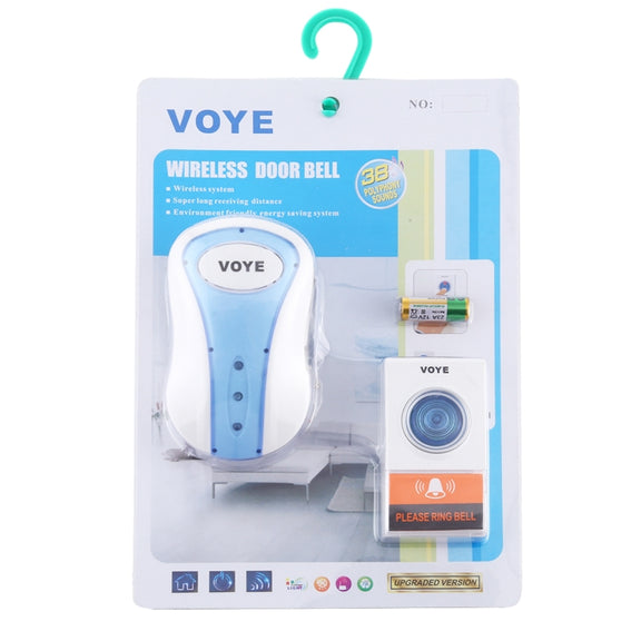 VOYE V008A Home Music Remote Control Wireless Doorbell with 38 Polyphony Sounds, US Plug(White)