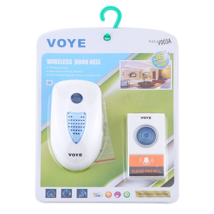VOYE V003A Home Music Remote Control Wireless Doorbell with 38 Polyphony Sounds, US Plug (White) - Wireless Doorbell by VOYE | Online Shopping South Africa | PMC Jewellery | Buy Now Pay Later Mobicred