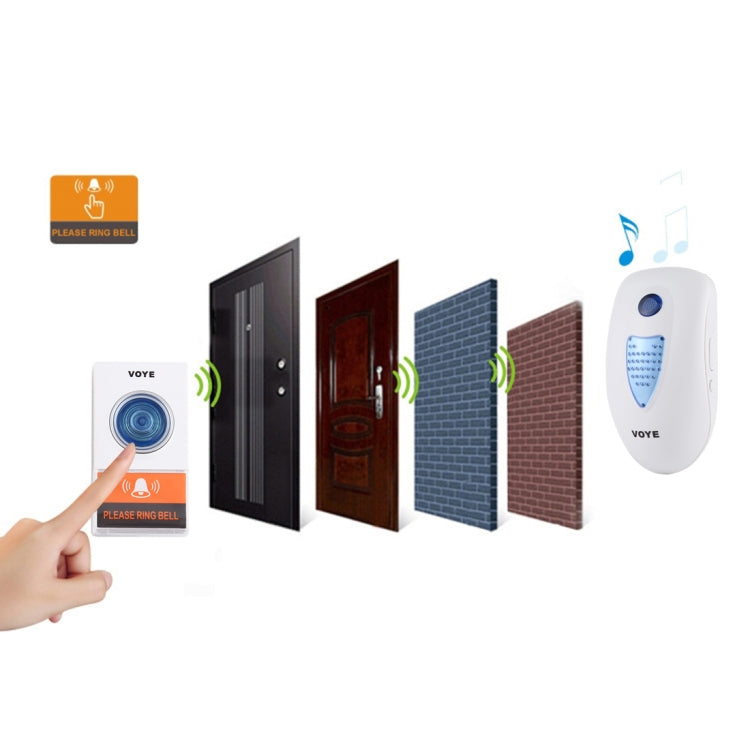 VOYE V003A Home Music Remote Control Wireless Doorbell with 38 Polyphony Sounds, US Plug (White) - Wireless Doorbell by VOYE | Online Shopping South Africa | PMC Jewellery | Buy Now Pay Later Mobicred