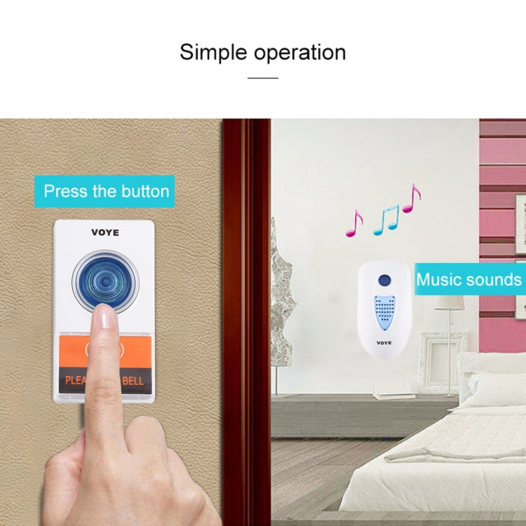 VOYE V003A Home Music Remote Control Wireless Doorbell with 38 Polyphony Sounds, US Plug (White) - Wireless Doorbell by VOYE | Online Shopping South Africa | PMC Jewellery | Buy Now Pay Later Mobicred