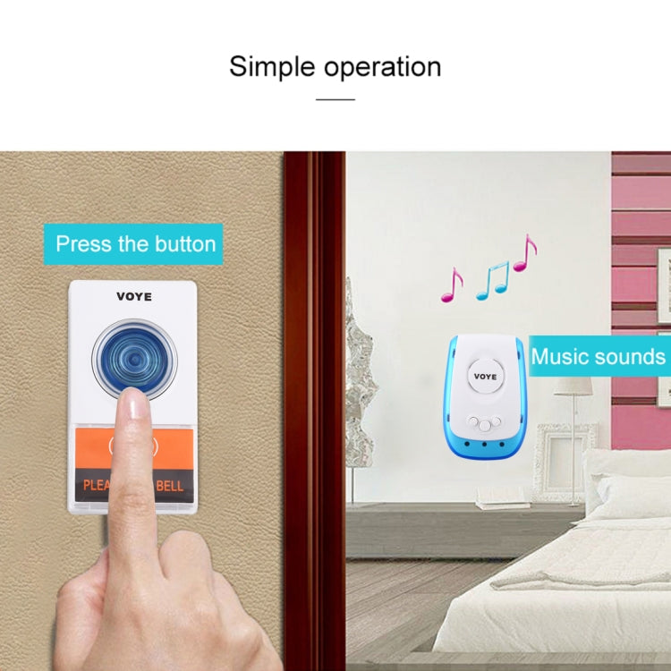 VOYE V009A Home Music Remote Control Wireless Doorbell with 38 Polyphony Sounds, US Plug (White) - Wireless Doorbell by VOYE | Online Shopping South Africa | PMc TechLife | Buy Now Pay Later Mobicred
