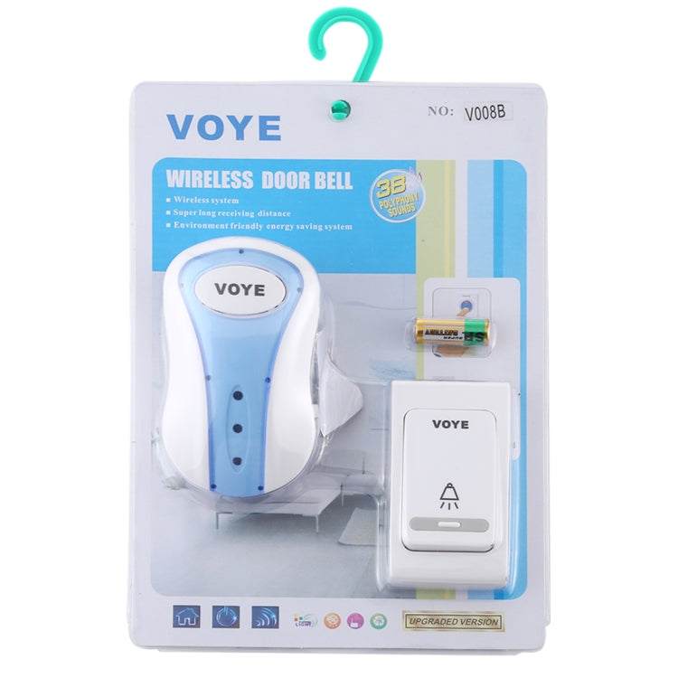 VOYE V008B Home Music Remote Control Wireless Doorbell with 38 Polyphony Sounds, US Plug (White) - Wireless Doorbell by VOYE | Online Shopping South Africa | PMC Jewellery | Buy Now Pay Later Mobicred
