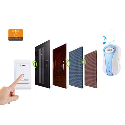 VOYE V008B Home Music Remote Control Wireless Doorbell with 38 Polyphony Sounds, US Plug (White) - Wireless Doorbell by VOYE | Online Shopping South Africa | PMC Jewellery | Buy Now Pay Later Mobicred