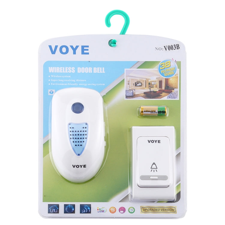 VOYE V003B Home Music Remote Control Wireless Doorbell with 38 Polyphony Sounds, US Plug (White) - Wireless Doorbell by VOYE | Online Shopping South Africa | PMC Jewellery | Buy Now Pay Later Mobicred
