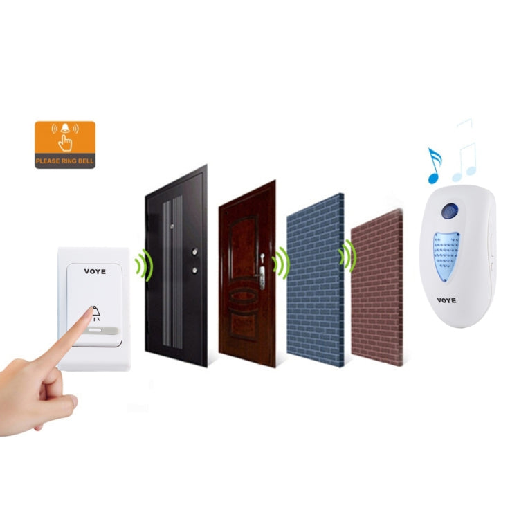 VOYE V003B Home Music Remote Control Wireless Doorbell with 38 Polyphony Sounds, US Plug (White) - Wireless Doorbell by VOYE | Online Shopping South Africa | PMC Jewellery | Buy Now Pay Later Mobicred