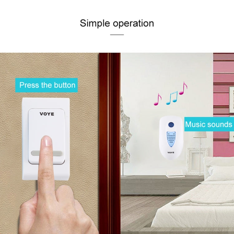 VOYE V003B Home Music Remote Control Wireless Doorbell with 38 Polyphony Sounds, US Plug (White) - Wireless Doorbell by VOYE | Online Shopping South Africa | PMC Jewellery | Buy Now Pay Later Mobicred
