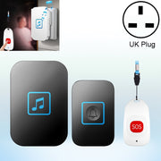 CACAZI C86 Wireless SOS Pager Doorbell Old man Child Emergency Alarm Remote Call Bell, UK Plug(Black)