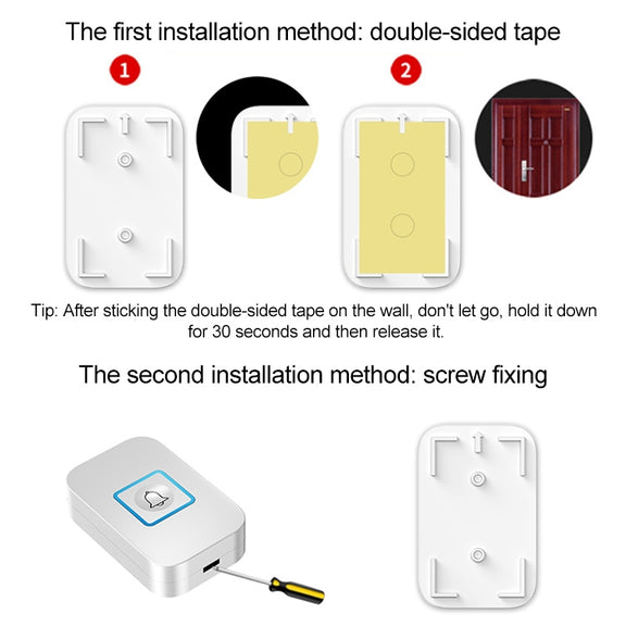 CACAZI C86 Wireless SOS Pager Doorbell Old man Child Emergency Alarm Remote Call Bell, UK Plug(Black)