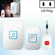 CACAZI C86 Wireless SOS Pager Doorbell Old man Child Emergency Alarm Remote Call Bell, US Plug(White)