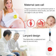 CACAZI C86 Wireless SOS Pager Doorbell Old man Child Emergency Alarm Remote Call Bell, US Plug(White)