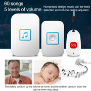 CACAZI C86 Wireless SOS Pager Doorbell Old man Child Emergency Alarm Remote Call Bell, US Plug(White)