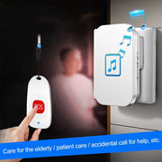 CACAZI C86 Wireless SOS Pager Doorbell Old man Child Emergency Alarm Remote Call Bell, US Plug(White)