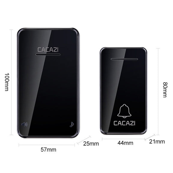 CACAZI FA8 Self-Powered Wireless Doorbell, US Plug(Black)