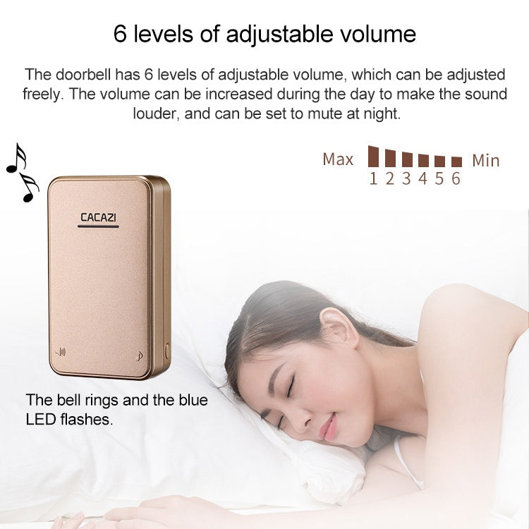 CACAZI FA8 Self-Powered Wireless Doorbell, US Plug(Black) - Wireless Doorbell by CACAZI | Online Shopping South Africa | PMC TechLife | Buy Now Pay Later Mobicred