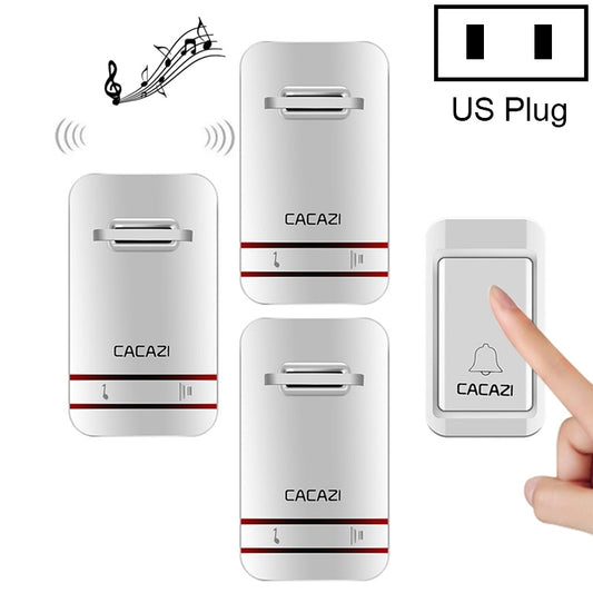CACAZI V027G One Button Three Receivers Self-Powered Wireless Home Kinetic Electronic Doorbell, US Plug - free shipping - PMC Jewellery - Order now!