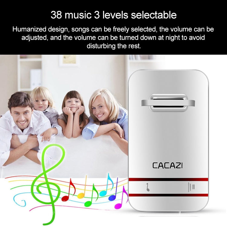 CACAZI V027G One Button One Receivers Self-Powered Wireless Home Kinetic Electronic Doorbell, EU Plug - free shipping - PMC Jewellery - Order now!