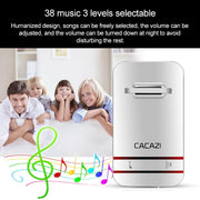 CACAZI V027G One Button One Receivers Self-Powered Wireless Home Kinetic Electronic Doorbell, EU Plug