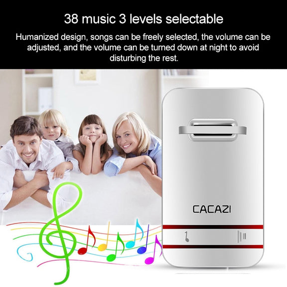 CACAZI V027G One Button One Receivers Self-Powered Wireless Home Kinetic Electronic Doorbell, EU Plug