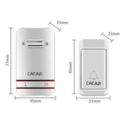 CACAZI V027G One Button One Receivers Self-Powered Wireless Home Kinetic Electronic Doorbell, US Plug