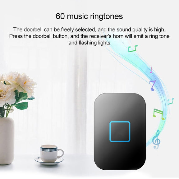 CACAZI FA88 Self-Powered Smart Home Wireless Doorbell, UK Plug(Black)