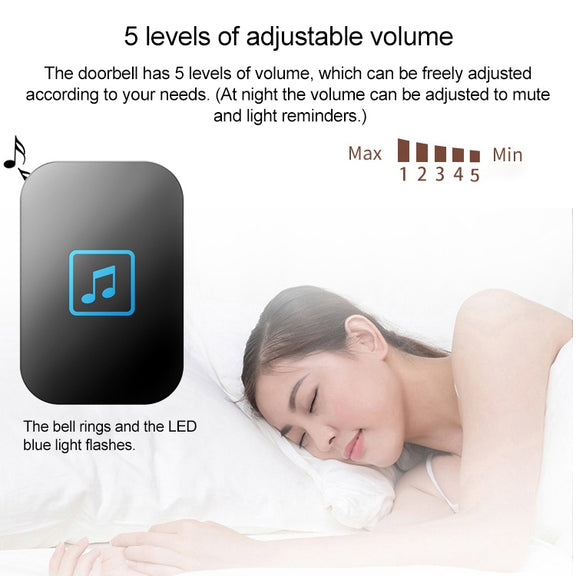 CACAZI FA86 Self-Powered Smart Home Wireless Doorbell, US Plug(Black)