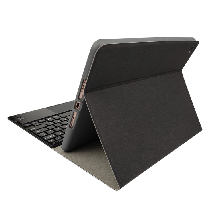 RK102C Detachable Magnetic Plastic Bluetooth Keyboard with Touchpad + Silk Pattern TPU Tablet Case for iPad 10.2, with Pen Slot & Bracket(Black) - Universal by PMC TechLife | Online Shopping South Africa | PMC TechLife