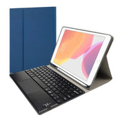 RK508C Detachable Magnetic Plastic Bluetooth Keyboard with Touchpad + Silk Pattern TPU Tablet Case for iPad 9.7 inch, with Pen Slot & Bracket(Blue)