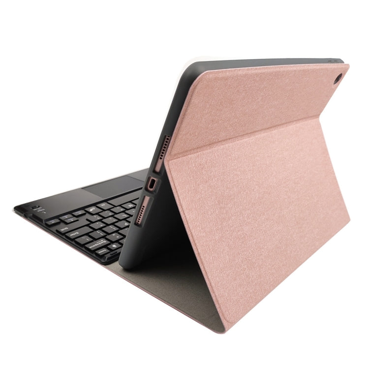 RK508C Detachable Magnetic Plastic Bluetooth Keyboard with Touchpad + Silk Pattern TPU Tablet Case for iPad 9.7 inch, with Pen Slot & Bracket(Rose Gold) - Universal by PMC TechLife | Online Shopping South Africa | PMC TechLife