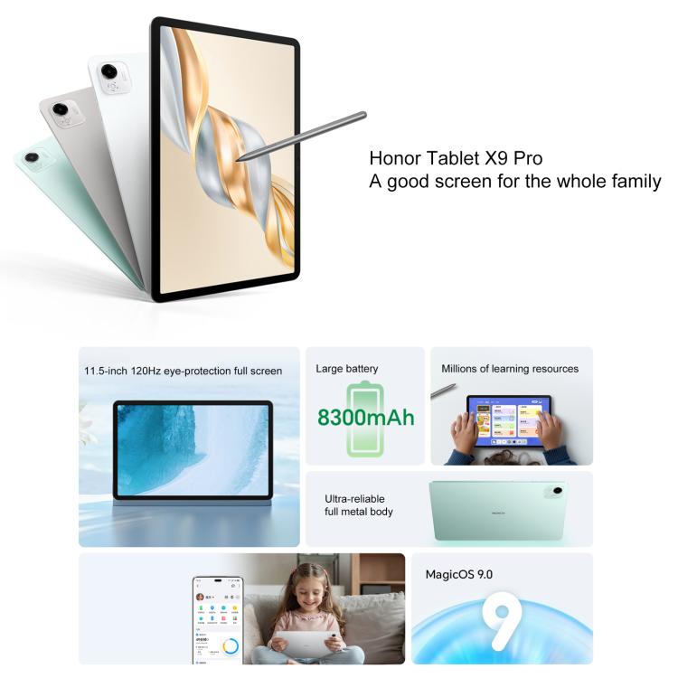 Honor Pad X9 Pro WiFi Tablet PC, 11.5 inch 8GB+128GB MagicOS 9.0 Qualcomm Snapdragon 685 Octa Core (Grey) - free shipping - PMc TechLife - Order now!