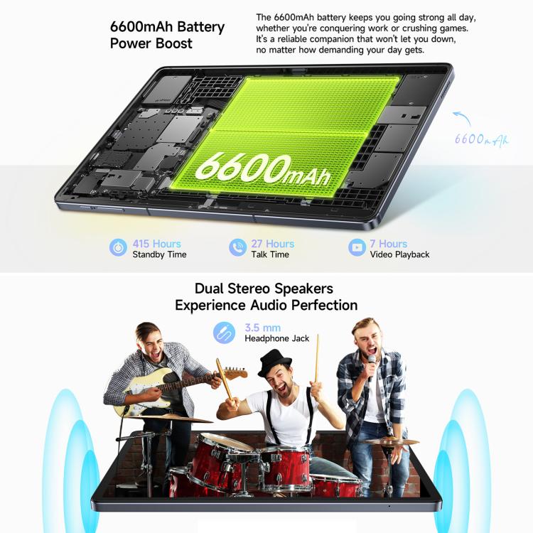 Ulefone Tab A10 Pro Tablet PC, 6GB+128GB, 11 inch Android 14 MediaTek MT8786 Octa Core 4G Network, EU Plug (Space Grey) - free shipping - PMC Jewellery - Order now!