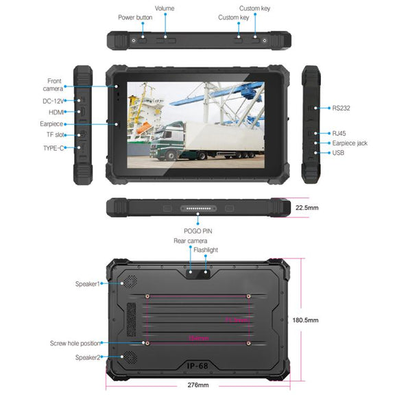 CENAVA W10N IP68 Rugged Tablet PC, 8GB+128GB, 10.1 inch Windows 11 Intel JASPER LAKE N5100 Quad Core, UK Plug