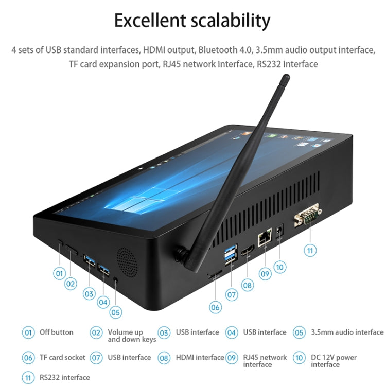 PiPo H10PRO All-in-One Mini PC, 10.1 inch, 8GB+128GB, Windows 10 Intel Celeron J4125 Quad Core up to 2.7GHz, Support WiFi & BT & TF Card & HDMI & RJ45, US Plug(Black) - free shipping - PMC Jewellery - Order now!