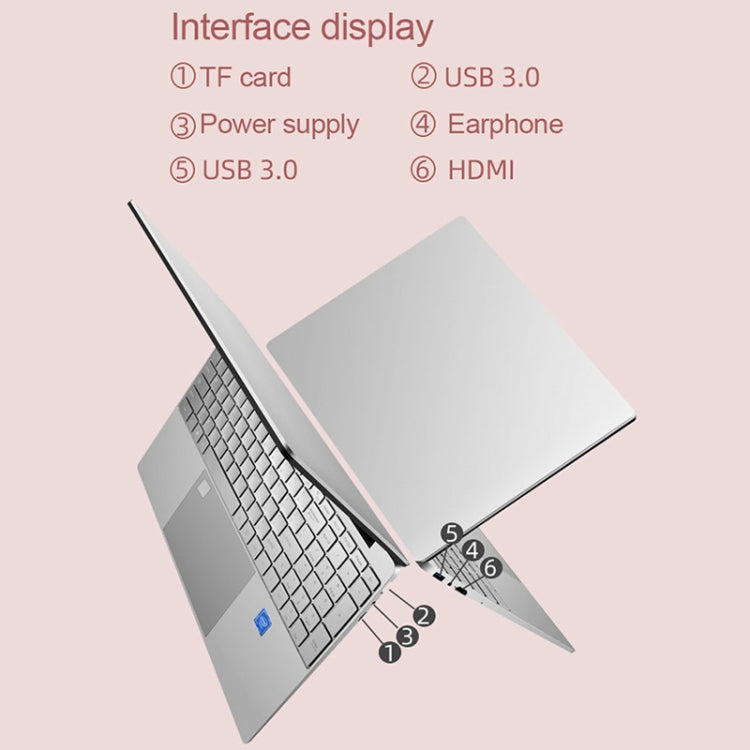 H15 15.6 inch Ultrathin Laptop, 16GB+512GB, Windows 11 Intel Celeron N5095 Quad Core, US Plug (Silver)