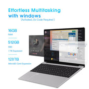 N5095 15.6 inch Laptop, 16GB+512GB, Windows 11 Intel Celeron N5095 Quad Core, Support Fingerprint Unlock, US Plug (Silver)