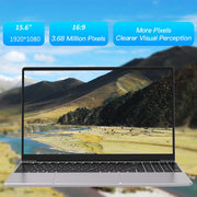 N5095 15.6 inch Laptop, 16GB+512GB, Windows 11 Intel Celeron N5095 Quad Core, Support Fingerprint Unlock, US Plug (Silver)