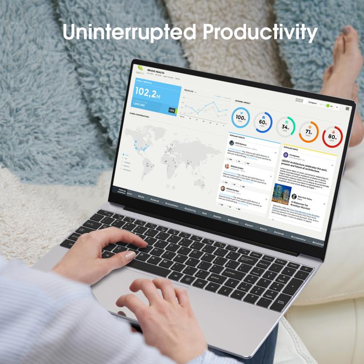 N5095 15.6 inch Laptop, 16GB+512GB, Windows 11 Intel Celeron N5095 Quad Core, Support Fingerprint Unlock, US Plug (Silver)