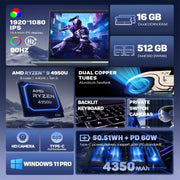G16 Air 15.6 inch Gaming Laptop, 16GB+512GB, Windows 11 Pro AMD Ryzen 9 4950U Octa Core, UK Plug