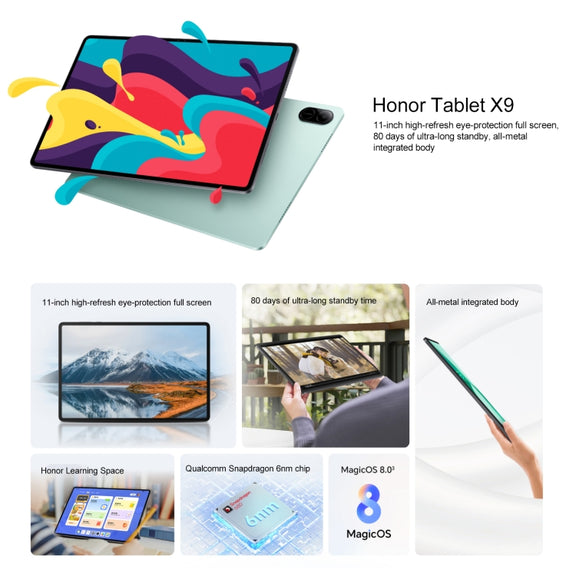 Honor Pad X9 WiFi Tablet PC, 11 inch 8GB+128GB MagicOS 8.0 Qualcomm Snapdragon 680 Octa Core (Grey)