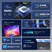 GXMO G156 15.6 inch Laptop, 16GB+512GB, Windows 11 AMD Ryzen 7 5825U Octa Core, Support Fingerprint Unlock, UK Plug