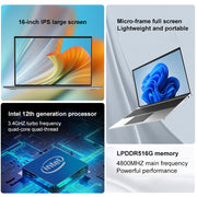 Jumper EZbook S7 Max 16 inch Laptop, 16GB+128GB+512GB, Windows 11 Intel Alder Lake N95 Quad Core, EU Plug(Grey)
